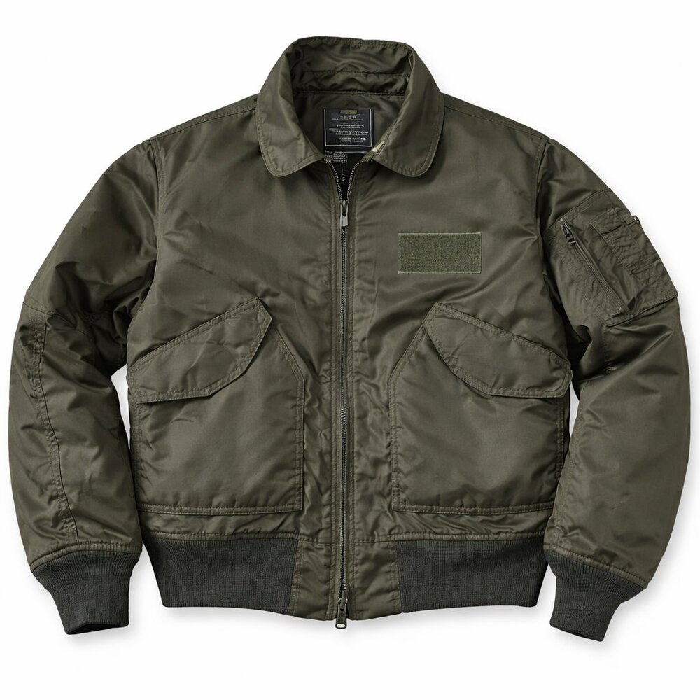 Alpha Industries CWU-45/P Flight Jacket L Olive Green Military Bomber Aviator